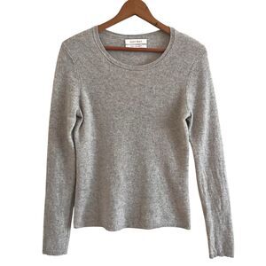 Ellen Tracy 100% Cashmere Pullover Sweater S Gray Crew Neck Minimalist Luxury